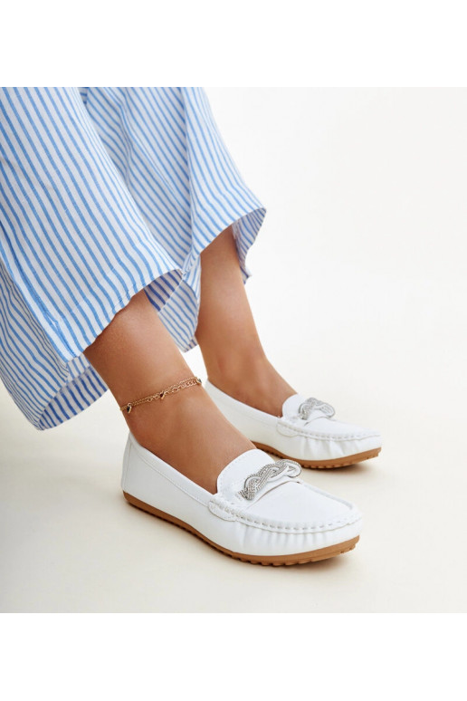 Adiba balti mokasynai su cirkoniu