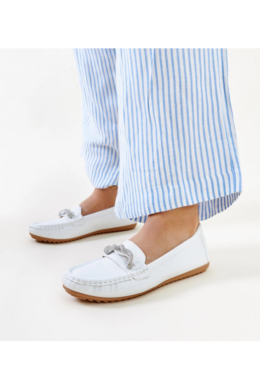 Adiba balti mokasynai su cirkoniu