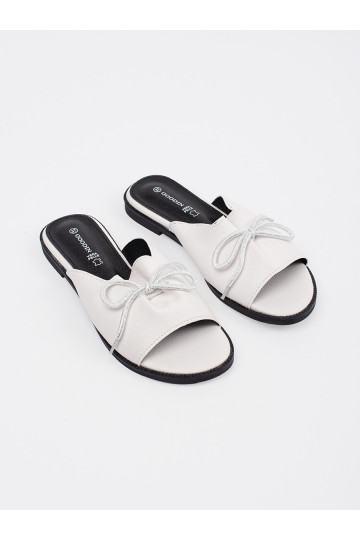 baltos spalvos Šlepetės płaksie su lanku 2