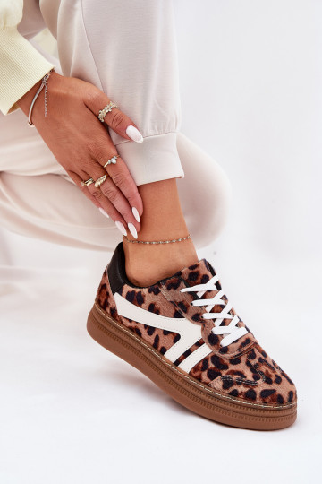 Moteriškas Sneakers modelio batai su platforma su leopardo kailio raštais rudos spalvos Totter