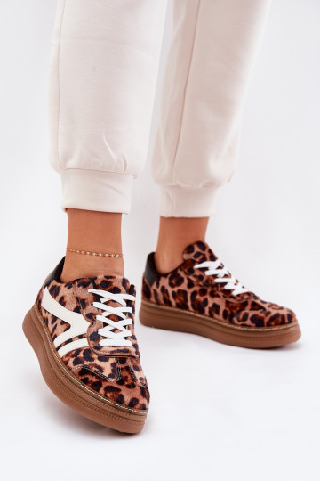 Moteriškas Sneakers modelio batai su platforma su leopardo kailio raštais rudos spalvos Totter 2