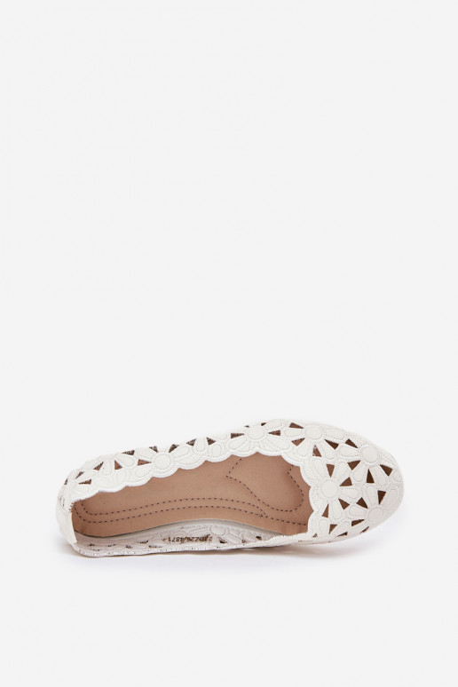 su aužūro elementais balerinos Vaikiški su blizgesiu baltos spalvos Zindira su aužūro elementais balerinos Vaikiški su blizgesiu baltos spalvos Zindira