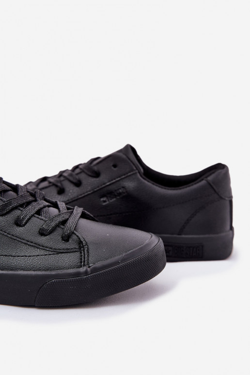 Vyriški Klasikinio modelio lygiapadžiai sportbačiai iš eko odos Big Star NN174252 juodos spalvos Vyriški Klasikinio modelio lygiapadžiai sportbačiai iš eko odos Big Star NN174252 juodos spalvos