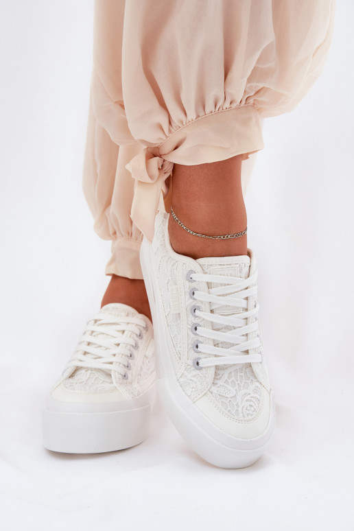 su nėrinių motyvais Laisvalaikio bateliai Big Star RR274747 baltos spalvos su nėrinių motyvais Laisvalaikio bateliai Big Star RR274747 baltos spalvos