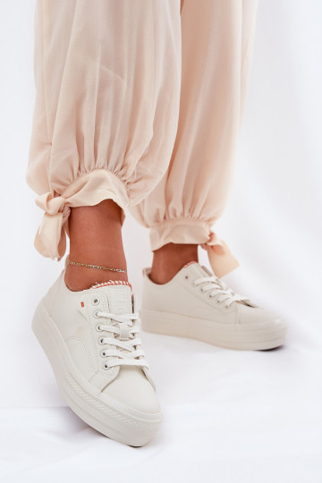 Laisvalaikio bateliai su platforma iš eko odos Big Star RR274A297 dramblio kaulo spalvos