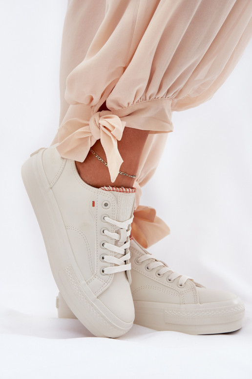 Laisvalaikio bateliai su platforma iš eko odos Big Star RR274A297 dramblio kaulo spalvos