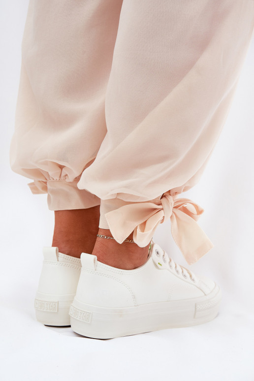 Laisvalaikio bateliai su platforma iš eko odos Big Star RR274A295 baltos spalvos