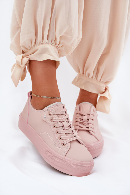 Laisvalaikio bateliai su platforma iš eko odos Big Star RR274A294 rožinės spalvos