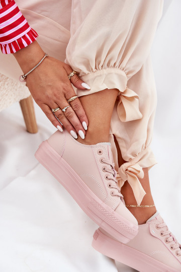 Laisvalaikio bateliai su platforma iš eko odos Big Star RR274A294 rožinės spalvos