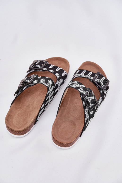 Moteriškos šlepetės su sagtimis Ir blizgučiai S.Barski RB51-006 juodos spalvos