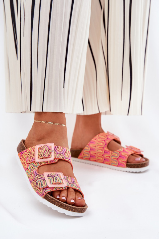 Moteriškos šlepetės su sagtimis Ir blizgučiai S.Barski RB51-006 oranžinės spalvos