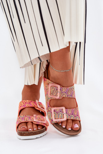 Moteriškos šlepetės su sagtimis Ir blizgučiai S.Barski RB51-006 oranžinės spalvos 2