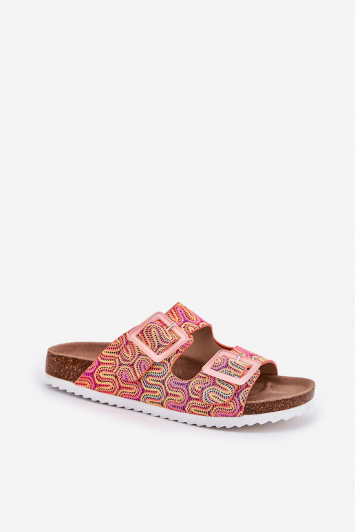 Moteriškos šlepetės su sagtimis Ir blizgučiai S.Barski RB51-006 oranžinės spalvos