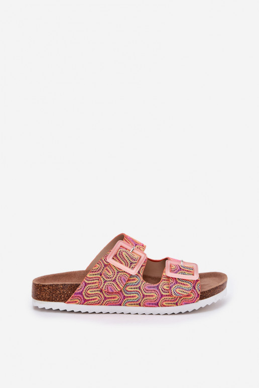 Moteriškos šlepetės su sagtimis Ir blizgučiai S.Barski RB51-006 oranžinės spalvos