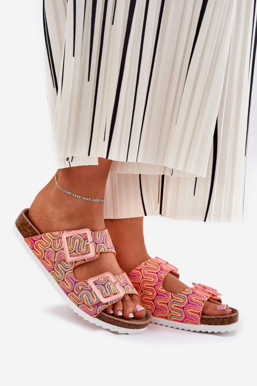 Moteriškos šlepetės su sagtimis Ir blizgučiai S.Barski RB51-006 oranžinės spalvos