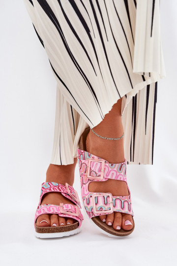 Moteriškos šlepetės su sagtimis Ir blizgučiai S.Barski RB51-006 rožinės spalvos 2