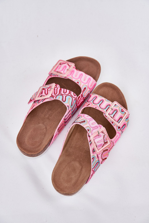 Moteriškos šlepetės su sagtimis Ir blizgučiai S.Barski RB51-006 rožinės spalvos