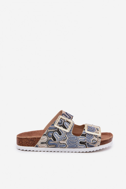 Moteriškos šlepetės su sagtimis Ir blizgučiai S.Barski RB51-006 smėlio spalvos