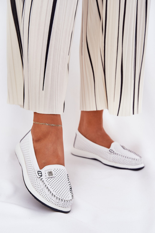 Oda moteriški mokasinai S.Barski LR51-673 baltos spalvos