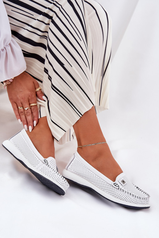 Oda moteriški mokasinai S.Barski LR51-673 baltos spalvos