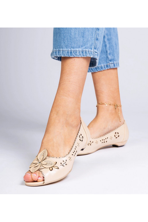 Bežinės ażurolės balerinės su atviru... Bežinės ażurolės balerinės su atviru...