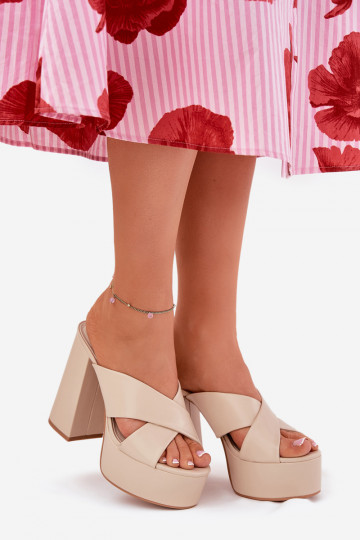 Moteriškos šlepetės su platforma I Įrašas smėlio spalvos Lenobos 2