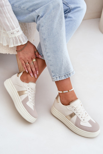 Eko Oda Sneakers modelio batai Moteriškas su platforma smėlio spalvos Goriette