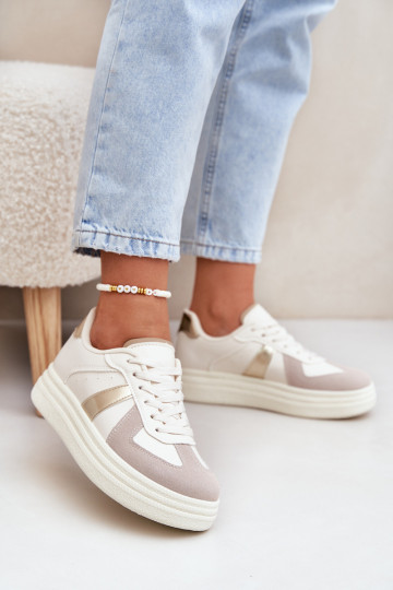 Eko Oda Sneakers modelio batai Moteriškas su platforma smėlio spalvos Goriette 2