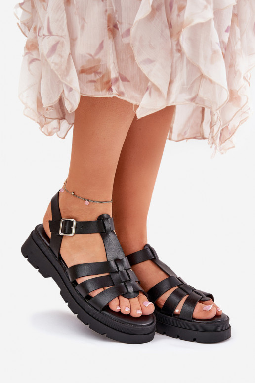 Eko Moteriškos basutės Moteriškas su platforma juodos spalvos Nendales