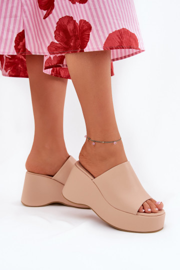 Eko Odinės šlepetės Moteriškas su platforma I Koturnie smėlio spalvos Kisoffi