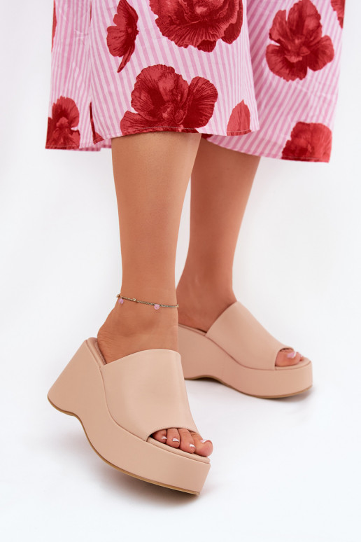 Eko Odinės šlepetės Moteriškas su platforma I Koturnie smėlio spalvos Kisoffi