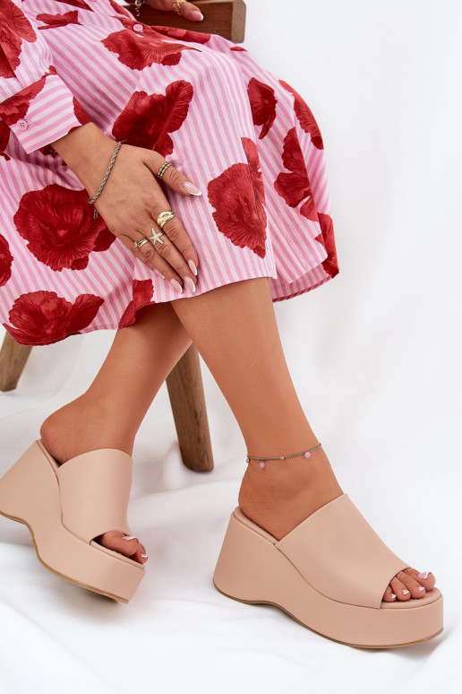 Eko Odinės šlepetės Moteriškas su platforma I Koturnie smėlio spalvos Kisoffi