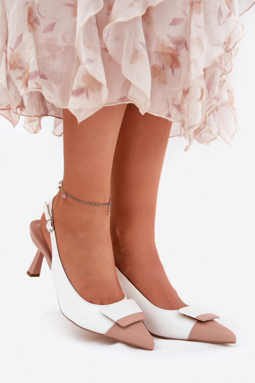 Elegantiško stiliaus aukštakulniai bateliai su ornamentais Eko Oda baltos spalvos Ottoles