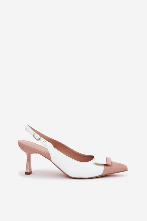 Elegantiško stiliaus aukštakulniai bateliai su ornamentais Eko Oda baltos spalvos Ottoles