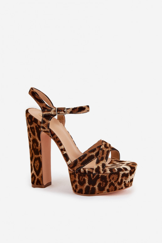 Moteriškos basutės Aukštajame poste ir platforma su leopardo kailio raštais rudos spalvos Jovenes