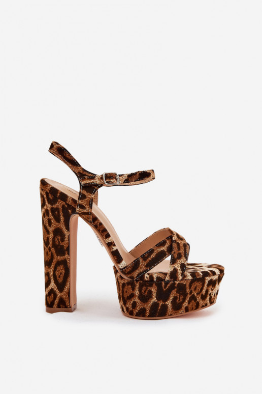 Moteriškos basutės Aukštajame poste ir platforma su leopardo kailio raštais rudos spalvos Jovenes