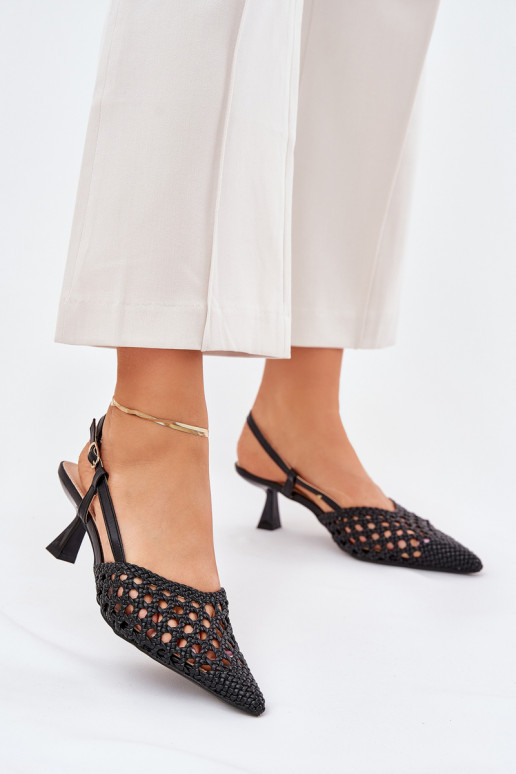 aukštakulniai bateliai Ze Szpiczastym Noskiem I Odkrytą Piętą juodos spalvos Umirana