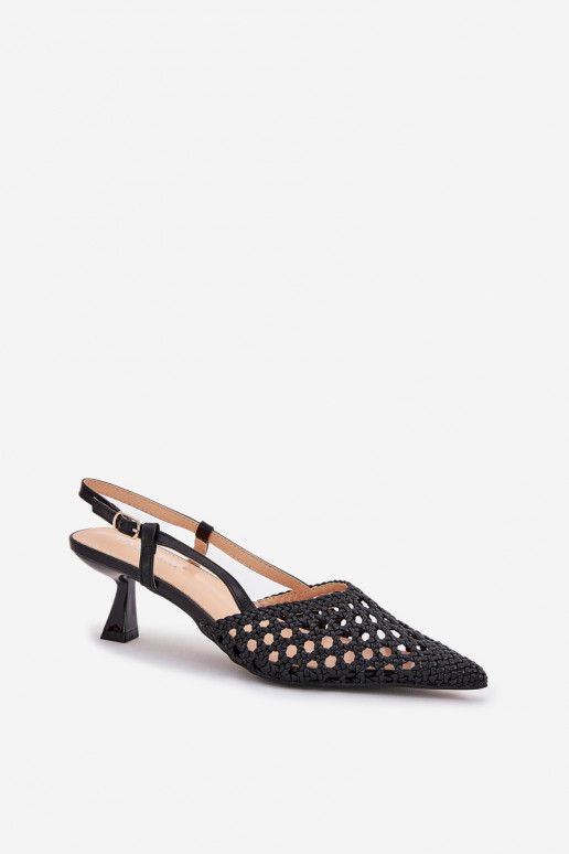 aukštakulniai bateliai Ze Szpiczastym Noskiem I Odkrytą Piętą juodos spalvos Umirana