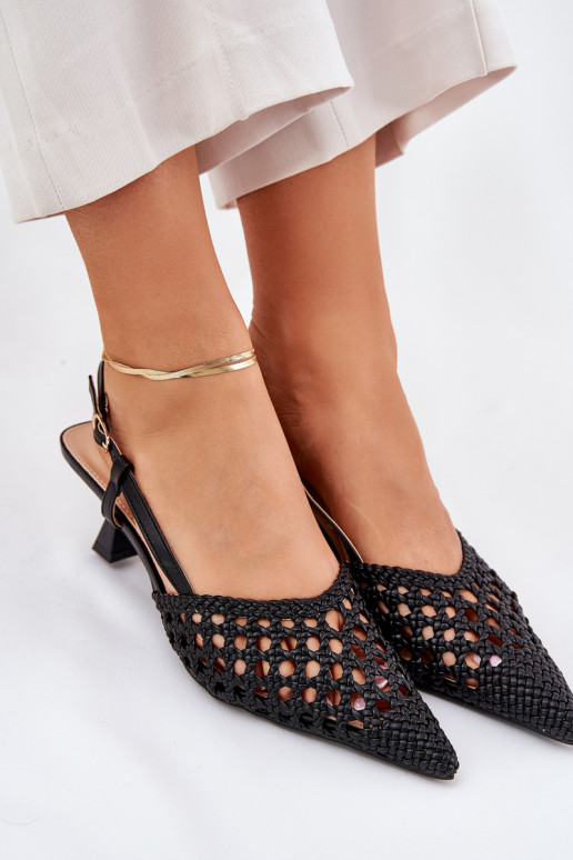 aukštakulniai bateliai Ze Szpiczastym Noskiem I Odkrytą Piętą juodos spalvos Umirana