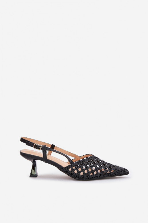 aukštakulniai bateliai Ze Szpiczastym Noskiem I Odkrytą Piętą juodos spalvos Umirana