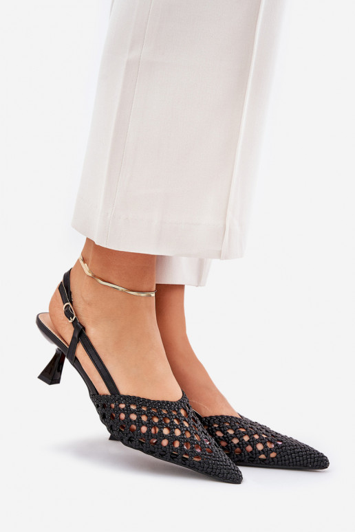 aukštakulniai bateliai Ze Szpiczastym Noskiem I Odkrytą Piętą juodos spalvos Umirana