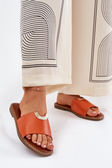 Moteriškos šlepetės Eko Oda Su puošniaisi Detalami oranžinės spalvos Mevith 2