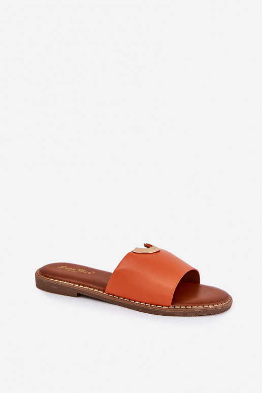 Moteriškos šlepetės Eko Oda Su puošniaisi Detalami oranžinės spalvos Mevith