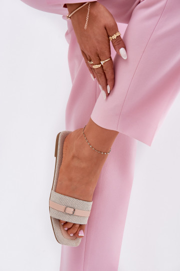 lygiapadžiai Moteriškos šlepetės su dirželiais I su sagtelėmis smėlio spalvos Zilina 2