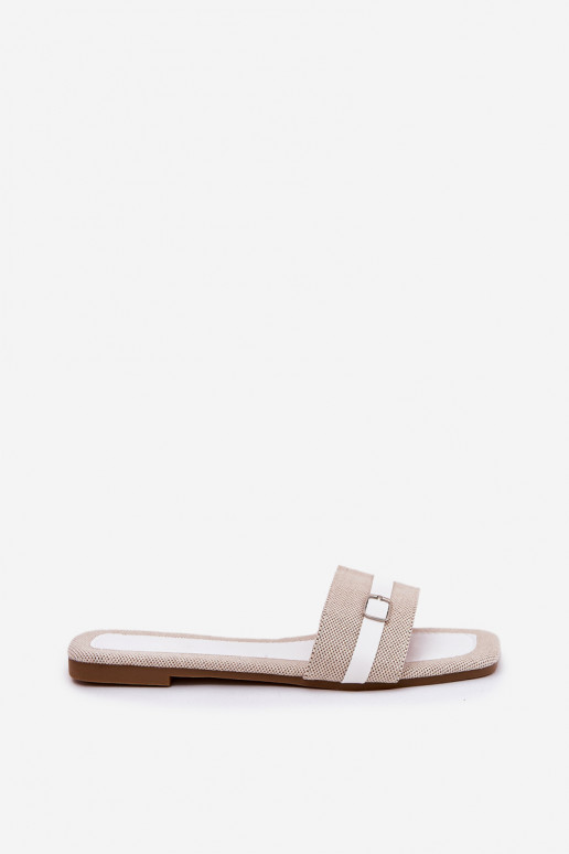 lygiapadžiai Moteriškos šlepetės su dirželiais I su sagtelėmis smėlio spalvos-baltos spalvos Zilina