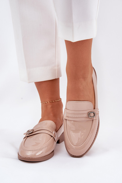 Lakuoti mokasinai Moteriškas dekoruoti su sagtelėmis smėlio spalvos Mollan Lakuoti mokasinai Moteriškas dekoruoti su sagtelėmis smėlio spalvos Mollan