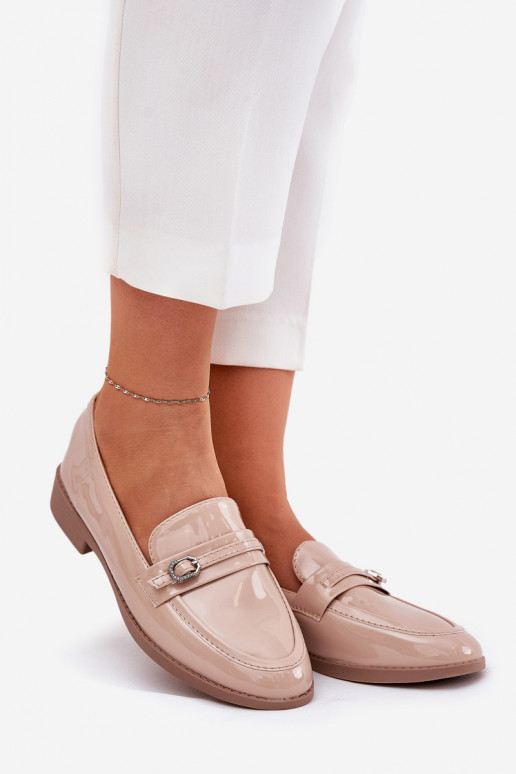 Lakuoti mokasinai Moteriškas dekoruoti su sagtelėmis smėlio spalvos Mollan Lakuoti mokasinai Moteriškas dekoruoti su sagtelėmis smėlio spalvos Mollan