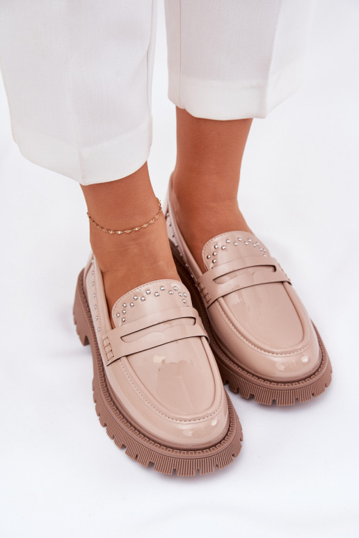 moteriški mokasinai su lako efektu Su dekoracija smėlio spalvos Įjungtallae