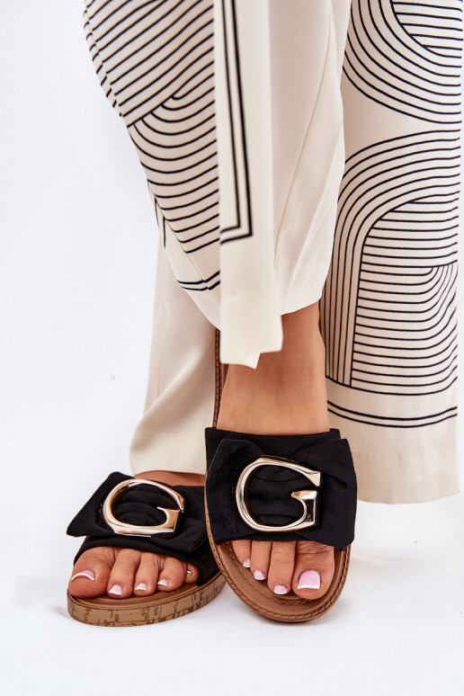 lygiapadžiai Moteriškos šlepetės Su puošniais Detalem juodos spalvos Nellodra