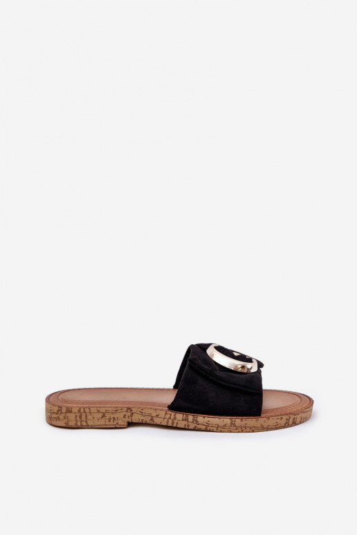 lygiapadžiai Moteriškos šlepetės Su puošniais Detalem juodos spalvos Nellodra